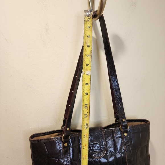BRAHMIN Brown  Anywhere Melbourne croc embossed leather Shoulder  Tote Bag - Picture 12 of 16